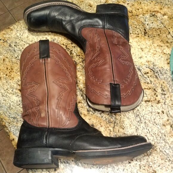 Durango Men’s Leather Cowboy Boots Black/Brown Embroidered Uppers DB4112 Sz 11D - Picture 6 of 12